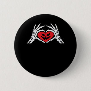 Skeleton Hands A Heart Spooky Halloween 6 Cm Round Badge