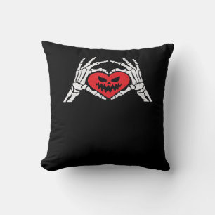 Skeleton Hands A Heart Spooky Halloween Cushion