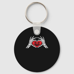 Skeleton Hands A Heart Spooky Halloween Key Ring