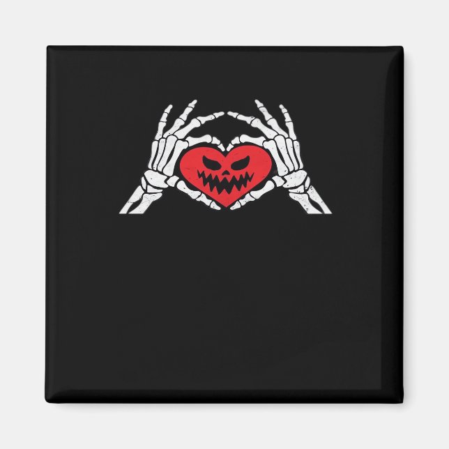 Skeleton Hands A Heart Spooky Halloween Magnet (Front)