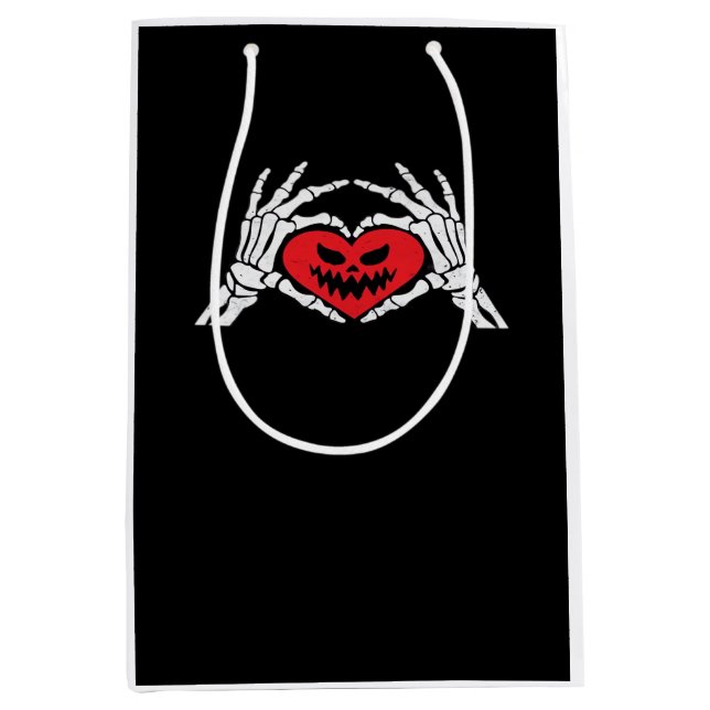 Skeleton Hands A Heart Spooky Halloween Medium Gift Bag (Front)
