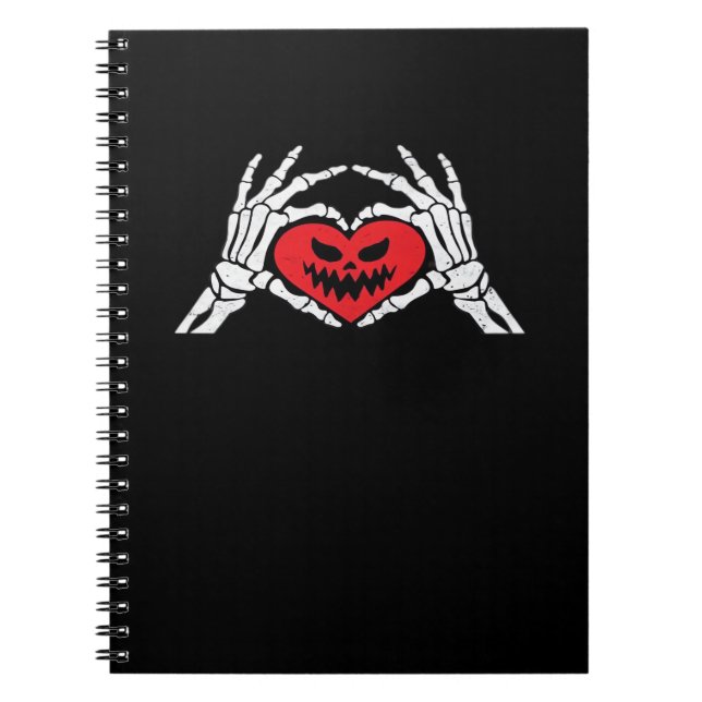 Skeleton Hands A Heart Spooky Halloween Notebook (Front)