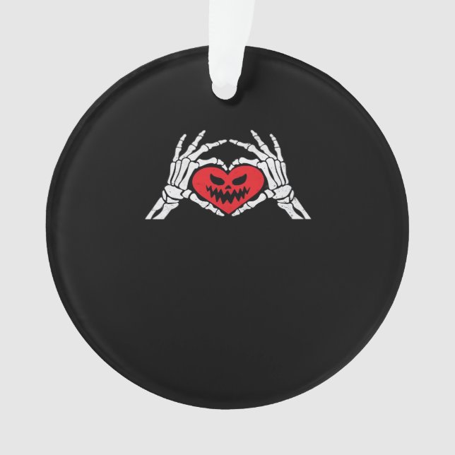 Skeleton Hands A Heart Spooky Halloween Ornament (Front)