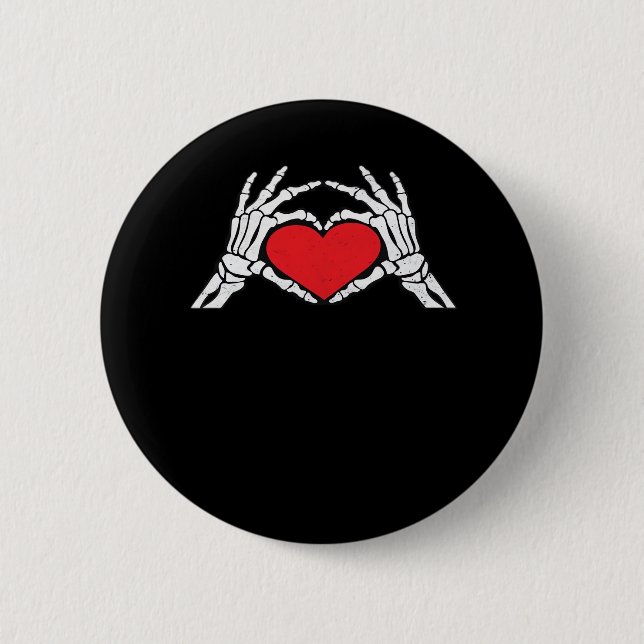 Skeleton Hands A Red Heart Classic 6 Cm Round Badge (Front)