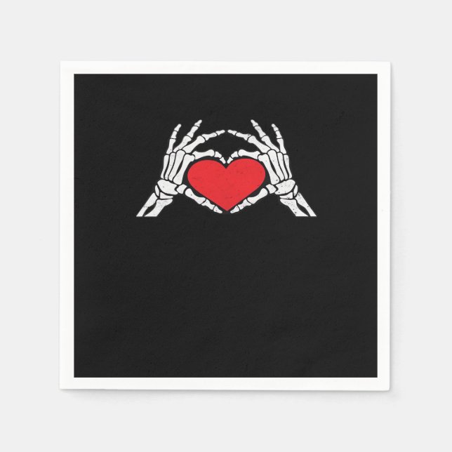 Skeleton Hands A Red Heart Classic Napkin (Front)