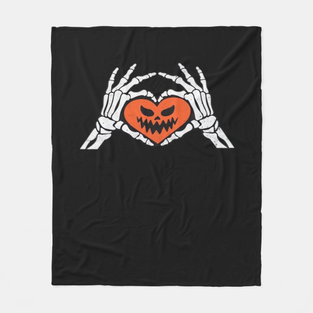Skeleton Hands A Spooky Halloween Heart Classic Fleece Blanket (Front)