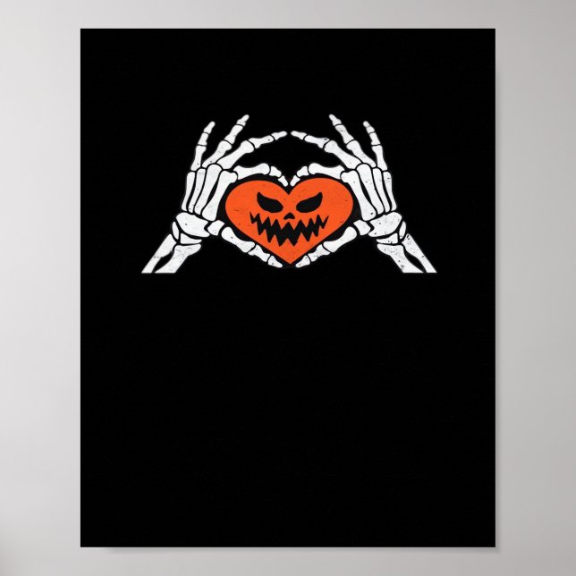 Skeleton Hands A Spooky Halloween Heart Classic Poster (Front)