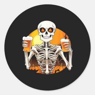 Skeleton Hands Beer Funny Drinking Halloween Women Classic Round Sticker