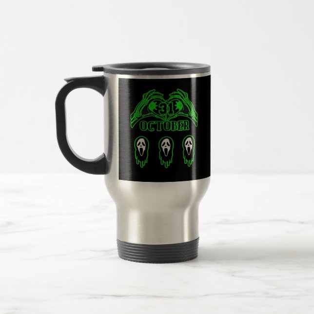 Skeleton Hands Classic Design Travel Mug (Left)