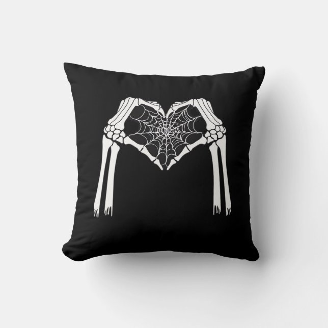 Skeleton Hands Cobweb Heart (White) Classic Cushion (Front)