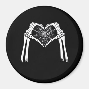 Skeleton Hands Cobweb Heart (White) Classic Magnet