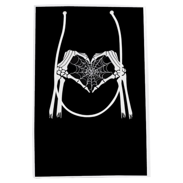 Skeleton Hands Cobweb Heart (White) Classic Medium Gift Bag (Front)