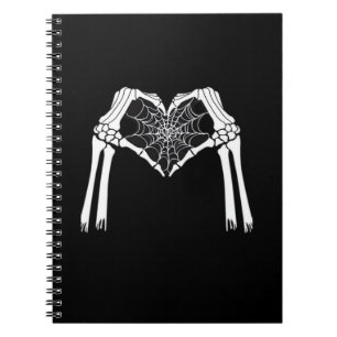 Skeleton Hands Cobweb Heart (White) Classic Notebook