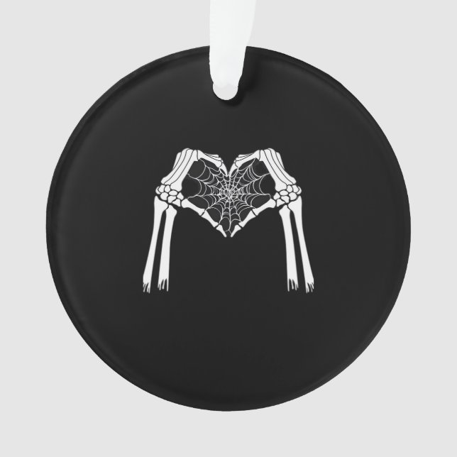 Skeleton Hands Cobweb Heart (White) Classic Ornament (Front)