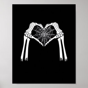 Skeleton Hands Cobweb Heart (White) Classic Poster