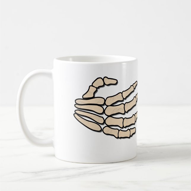 Skeleton Hands Cold to the Bone Coffee Mug (Left)