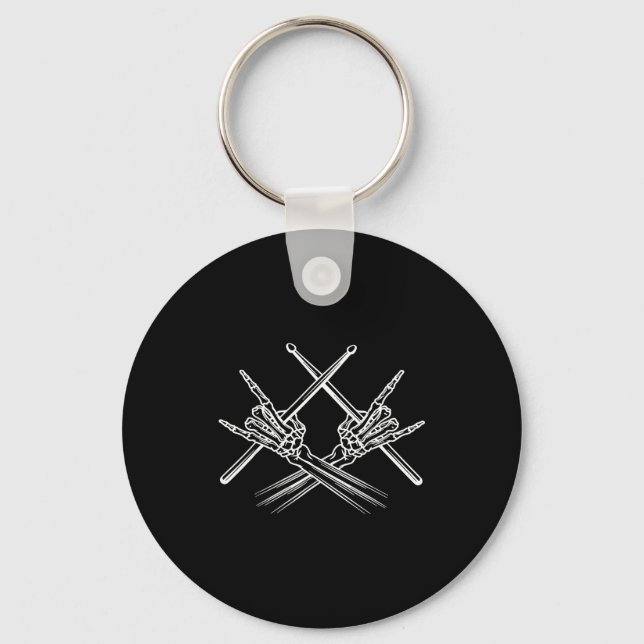 Skeleton hands drum sticks drummer  key ring (Front)