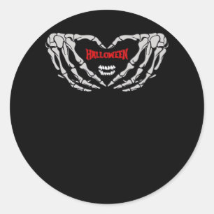 Skeleton Hands Folded In A Heart. Funny Halloween Classic Round Sticker