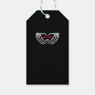Skeleton Hands Folded In A Heart. Funny Halloween  Gift Tags