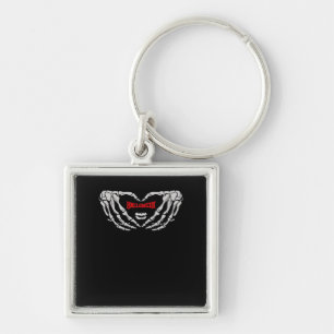 Skeleton Hands Folded In A Heart. Funny Halloween  Key Ring