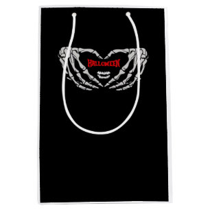 Skeleton Hands Folded In A Heart. Funny Halloween Medium Gift Bag