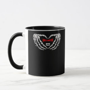 Skeleton Hands Folded In A Heart. Funny Halloween Mug