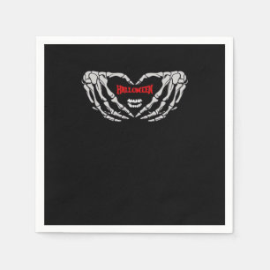 Skeleton Hands Folded In A Heart. Funny Halloween Napkin