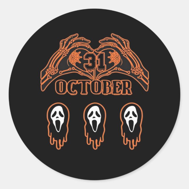 Skeleton Hands For Classic Halloween Classic Round Sticker (Front)