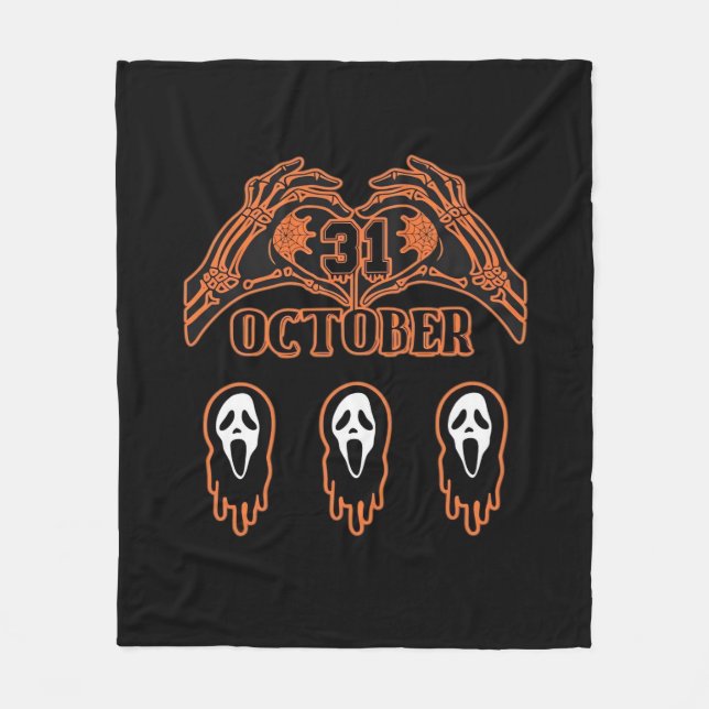 Skeleton Hands For Classic Halloween Fleece Blanket (Front)