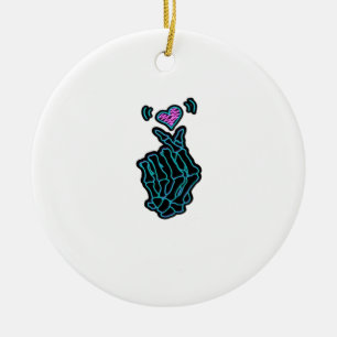 Skeleton Hands Forming A Heart Gentle Expression Ceramic Tree Decoration