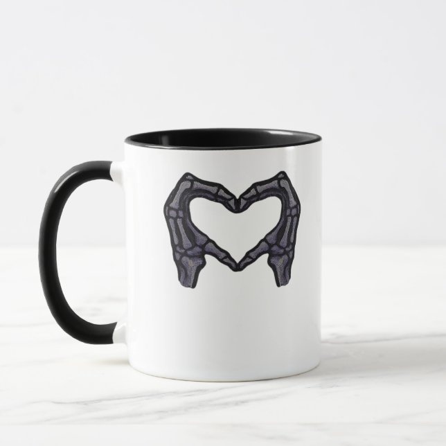 Skeleton Hands Forming A Heart  Mug (Left)