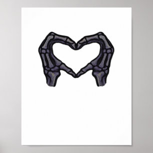 Skeleton Hands Forming A Heart Poster