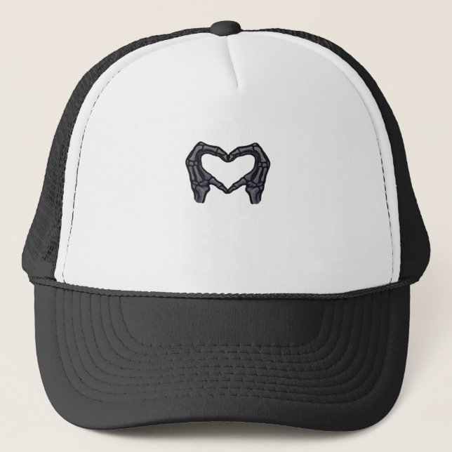Skeleton Hands Forming A Heart  Trucker Hat (Front)