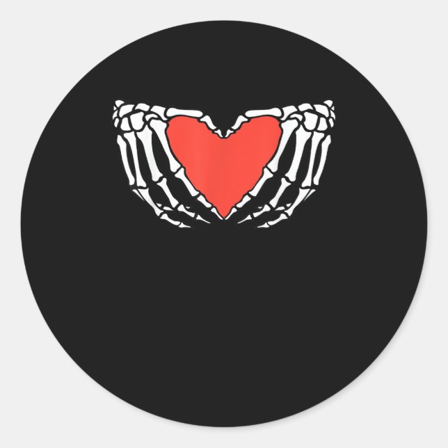 Skeleton Hands Forming Heart – Creepy Gothic Hallo Classic Round Sticker (Front)