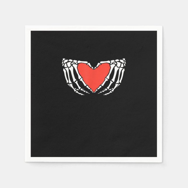 Skeleton Hands Forming Heart – Creepy Gothic Hallo Napkin (Front)