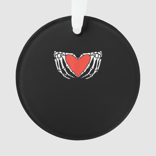 Skeleton Hands Forming Heart – Creepy Gothic Hallo Ornament (Front)