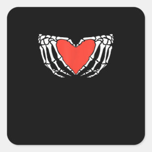 Skeleton Hands Forming Heart – Creepy Gothic Hallo Square Sticker