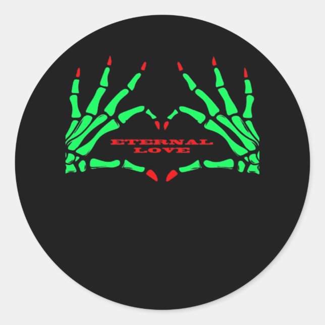 Skeleton Hands - Funny Halloween Classic Round Sticker (Front)