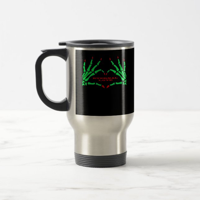 Skeleton Hands - Funny Halloween Travel Mug (Left)