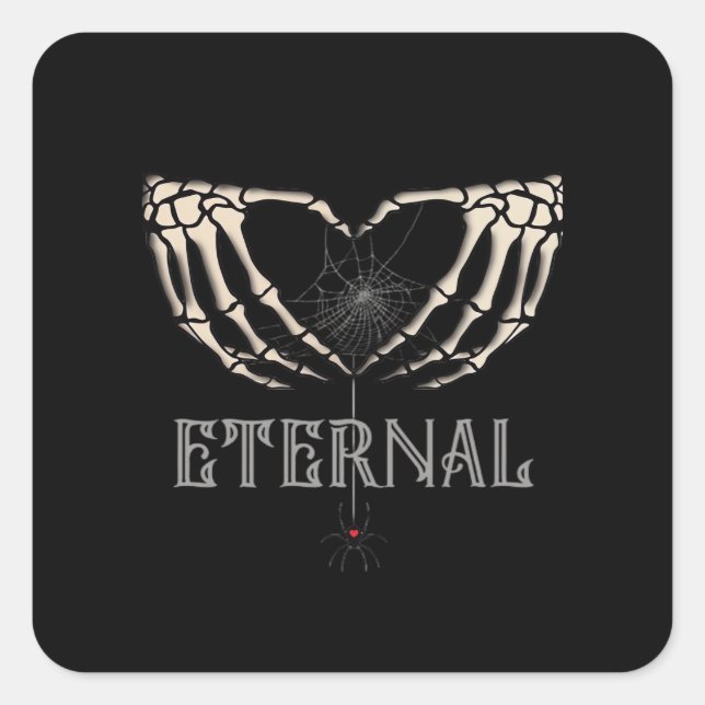 Skeleton Hands Heart Classic Square Sticker (Front)