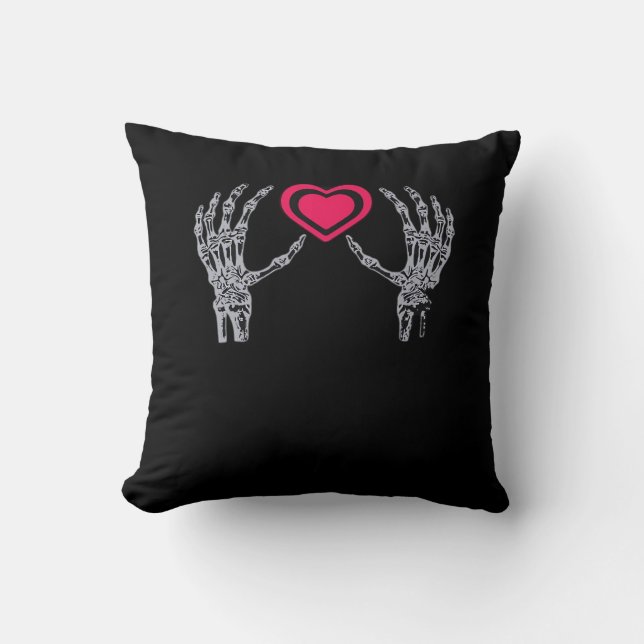 Skeleton Hands Heart Cute Cushion (Front)