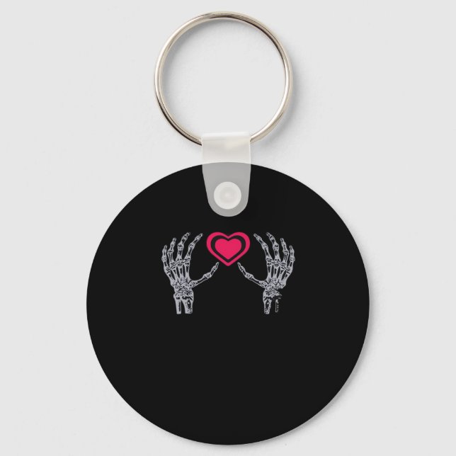 Skeleton Hands Heart Cute Key Ring (Front)