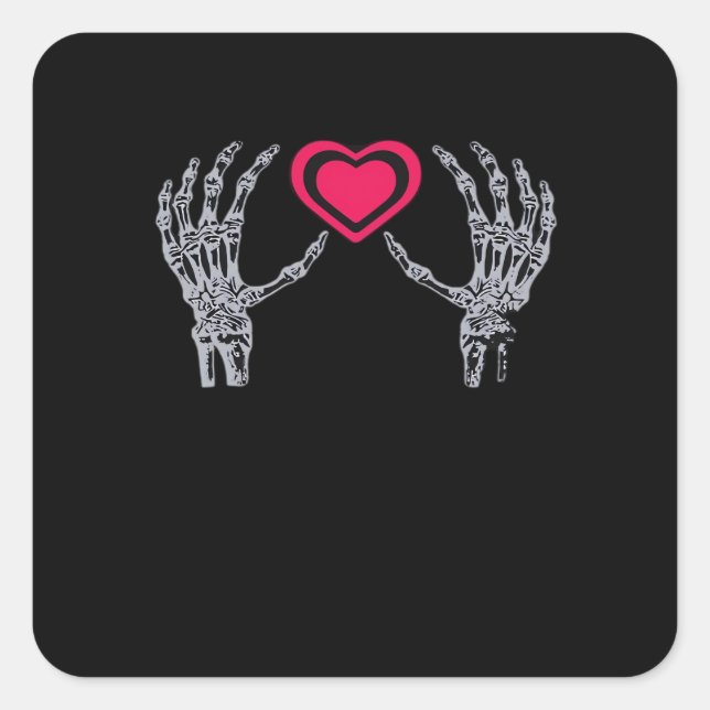 Skeleton Hands Heart Cute Square Sticker (Front)
