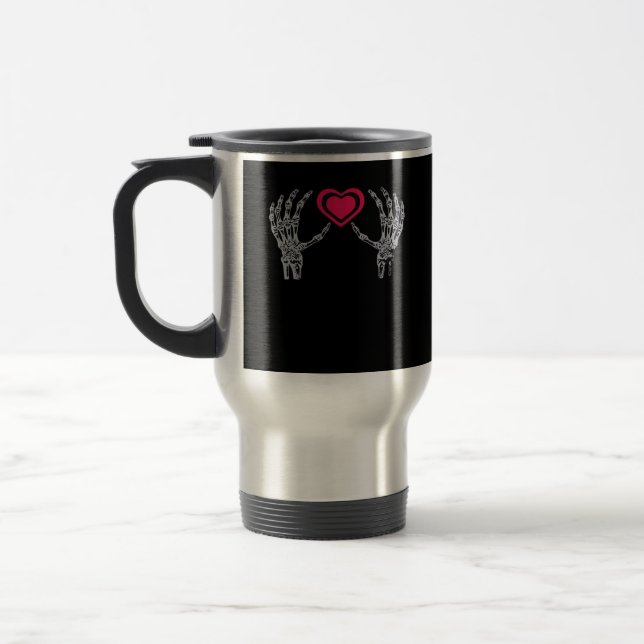 Skeleton Hands Heart Cute Travel Mug (Left)