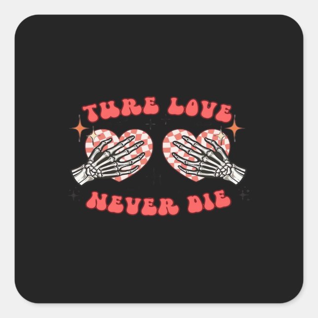 Skeleton Hands Heart Design Classic Square Sticker (Front)