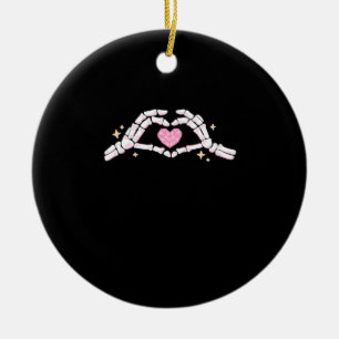 Skeleton Hands Heart Funny Ceramic Tree Decoration