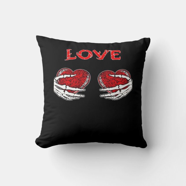 Skeleton Hands Heart Funny Design Cushion (Front)