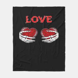 Skeleton Hands Heart Funny Design Fleece Blanket