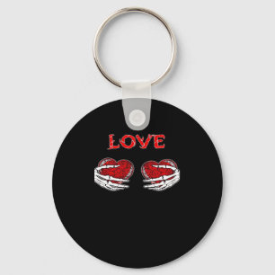Skeleton Hands Heart Funny Design Key Ring