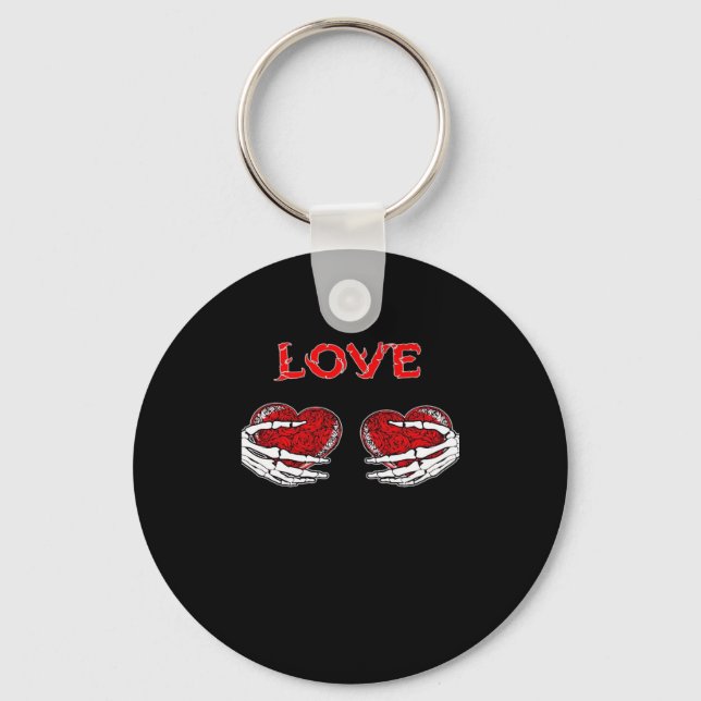 Skeleton Hands Heart Funny Design Key Ring (Front)